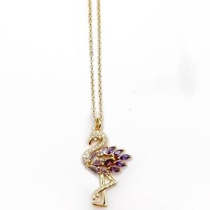 $78 Kate Spade ‘Birds the Word’ Crystal Flamingo Pendant Necklace Gold